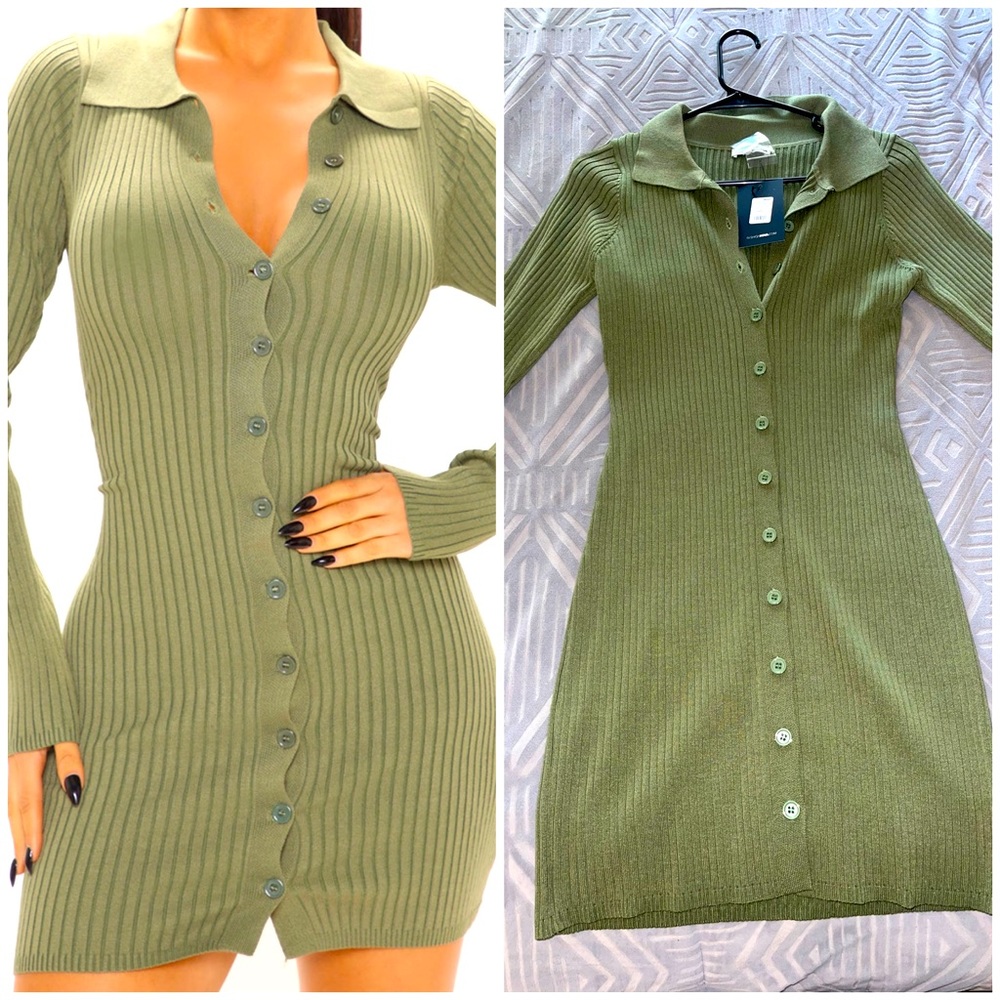 Olive sweater mini dress